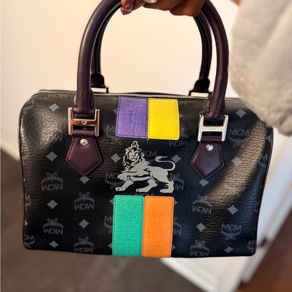 MCM Handbags - MCM Black Leather Bag with Colorful Accents